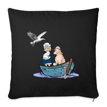 Maritime Girl Sheep North Sea Baltic Sea Travel Boat - Sofa pillowcase 17,3'' x 17,3'' (45 x 45 cm) - black - Front