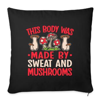 Mushroom Foraging Hunter Made By Sweat & Mushrooms - Sofa pillowcase 17,3'' x 17,3'' (45 x 45 cm) - black - Front