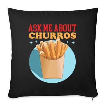 Churro Churros Cadeau - Housse de coussin décorative 45 x 45 cm - noir - Devant