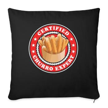 Churro Expert Churros Cadeau - Housse de coussin décorative 45 x 45 cm - noir - Devant