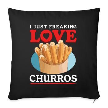 Churros Churro Geschenke - Sofakissenbezug 45 x 45 cm - Schwarz - Vorne