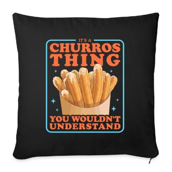 Churros Baker Churro Cadeaux - Housse de coussin décorative 45 x 45 cm - noir - Devant