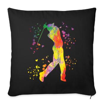 Golfer Colorsplash Golf miniature pour enfants - Housse de coussin décorative 45 x 45 cm - noir - Devant
