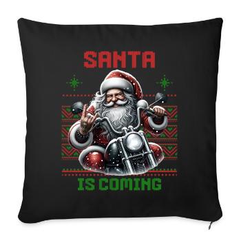 Motorcycle Santa Claus Biker Christmas - Sofa pillowcase 17,3'' x 17,3'' (45 x 45 cm) - black - Front