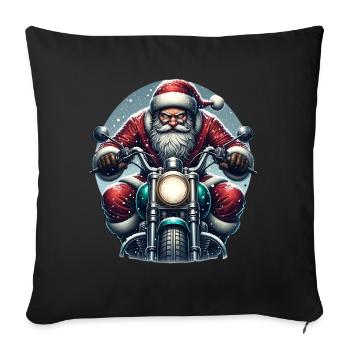 Motorcycle Santa Claus Biker Christmas - Sofa pillowcase 17,3'' x 17,3'' (45 x 45 cm) - black - Front