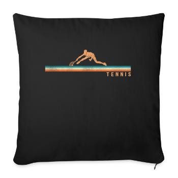 Drôle de joueur de tennis raquette rétro - Housse de coussin décorative 45 x 45 cm - noir - Devant