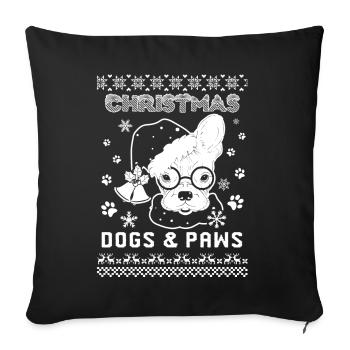 Christmas Dog And Paws Funny Dog Lovers - Sofa pillowcase 17,3'' x 17,3'' (45 x 45 cm) - black - Front