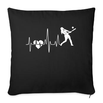Softball Softball Heartbeat Baseball - Sofa pillowcase 17,3'' x 17,3'' (45 x 45 cm) - black - Front