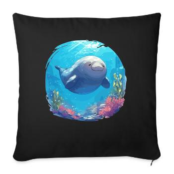 Dugongs Lamantins Dugong - Housse de coussin décorative 45 x 45 cm - noir - Devant