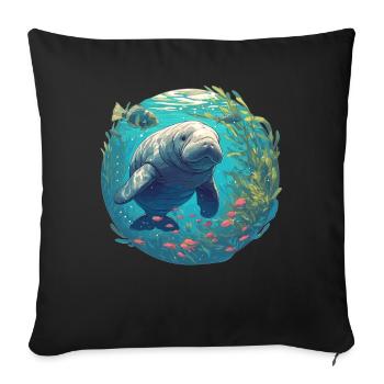 Dugongs Lamantins Dugong - Housse de coussin décorative 45 x 45 cm - noir - Devant