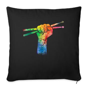 Tambours Tambours Baguette Batteur Musique Groupe Rock - Housse de coussin décorative 45 x 45 cm - noir - Devant