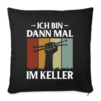 Tambours Tambours Baguette Batteur Musique Groupe Rock - Housse de coussin décorative 45 x 45 cm - noir - Devant