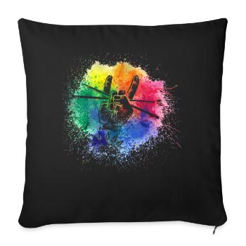 Drums Drums Drumstick Drummer Music Band Rock - Sofa pillowcase 17,3'' x 17,3'' (45 x 45 cm) - black - Front