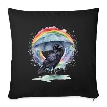 Rainbow Crow Crows Corbeau Corbeau Parapluie - Housse de coussin décorative 45 x 45 cm - noir - Devant