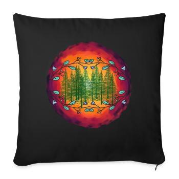 Forêt Nature Épicéa Conifères Forêt Arbres Arbre - Housse de coussin décorative 45 x 45 cm - noir - Devant