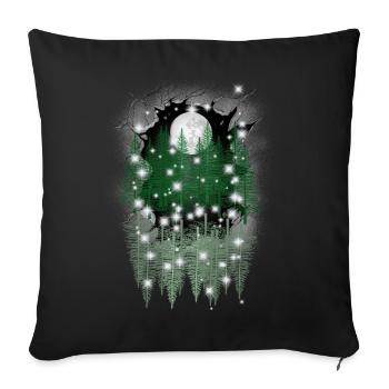 mystical nature moon forest spruce trees reflection - Sofa pillowcase 17,3'' x 17,3'' (45 x 45 cm) - black - Front
