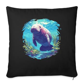 Seekuh Manatees Manatee - Sofa pillowcase 17,3'' x 17,3'' (45 x 45 cm) - black - Front