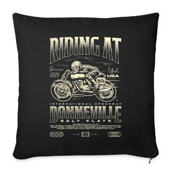 Bonneville Salt Flats Moto Anniversaire 2009 - Housse de coussin décorative 45 x 45 cm - noir - Devant