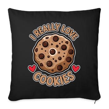 Cookies Saying Chocolate Cookies Funny Cookie Gift - Sofa pillowcase 17,3'' x 17,3'' (45 x 45 cm) - black - Front