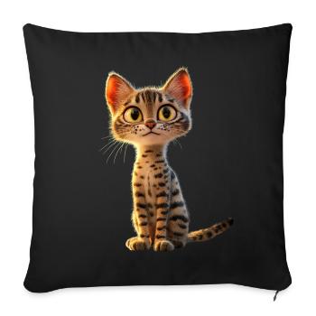 Savannah Cat Cat Mom Cute Serval Leopard Cats - Sofa pillowcase 17,3'' x 17,3'' (45 x 45 cm) - black - Front