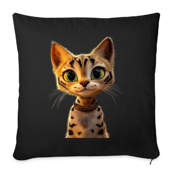 Savannah Cat Cat Mom Cute Serval Leopard Cats - Sofa pillowcase 17,3'' x 17,3'' (45 x 45 cm) - black - Front