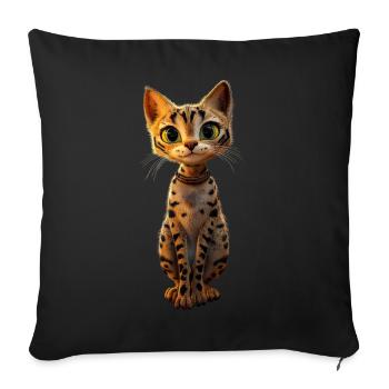 Savannah Cat Cat Mom Cute Serval Leopard Cats - Sofa pillowcase 17,3'' x 17,3'' (45 x 45 cm) - black - Front