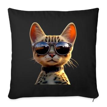 Savannah Cat Cat Mom Cute Serval Leopard Cats - Sofa pillowcase 17,3'' x 17,3'' (45 x 45 cm) - black - Front