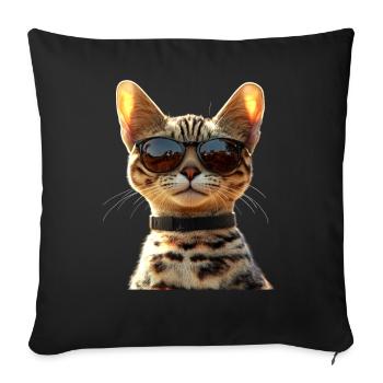 Savannah Cat Cat Mom Cute Serval Leopard Cats - Sofa pillowcase 17,3'' x 17,3'' (45 x 45 cm) - black - Front