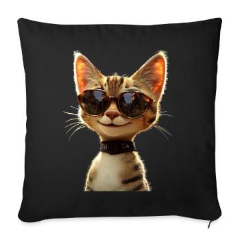Savannah Cat Cat Mom Cute Serval Leopard Cats - Sofa pillowcase 17,3'' x 17,3'' (45 x 45 cm) - black - Front
