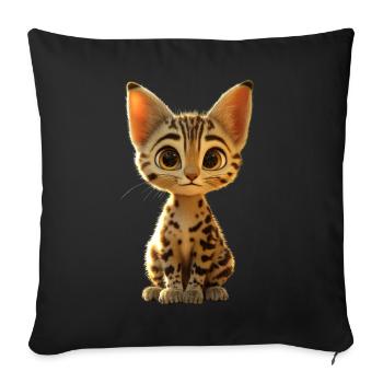 Savannah Cat Cat Mom Cute Serval Leopard Cats - Sofa pillowcase 17,3'' x 17,3'' (45 x 45 cm) - black - Front