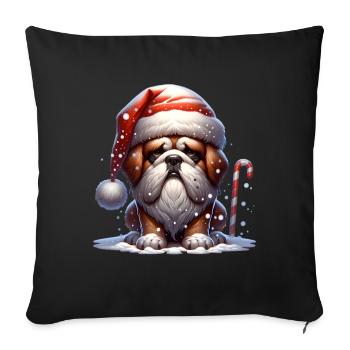 Père Noël Chien Noël Hommes et femmes - Housse de coussin décorative 45 x 45 cm - noir - Devant