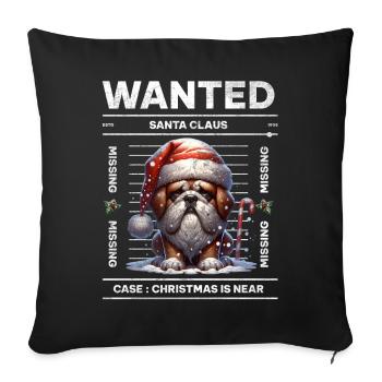 Père Noël Chien Noël Hommes et femmes - Housse de coussin décorative 45 x 45 cm - noir - Devant