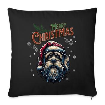 Père Noël Chien Noël Hommes et femmes - Housse de coussin décorative 45 x 45 cm - noir - Devant