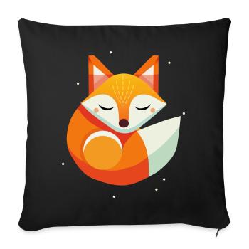 Renard endormi - Motif animalier moderne aux couleurs chaudes - Housse de coussin décorative 45 x 45 cm - noir - Devant