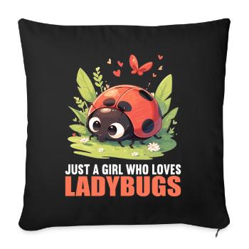 Coccinelle Marienkäfer - Housse de coussin décorative 45 x 45 cm - noir - Devant