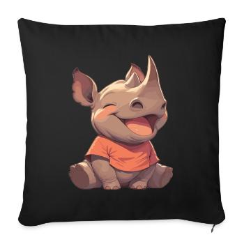 Rhino Rhinos Rhino - Sofa pillowcase 17,3'' x 17,3'' (45 x 45 cm) - black - Front