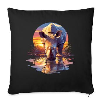 Rhino Rhinos Rhino - Sofa pillowcase 17,3'' x 17,3'' (45 x 45 cm) - black - Front