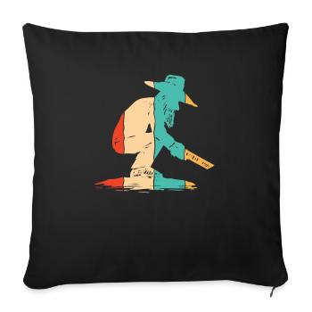 Prospection rétro Placeur Exploitation minière Mineur Or Orpaillage - Housse de coussin décorative 45 x 45 cm - noir - Devant