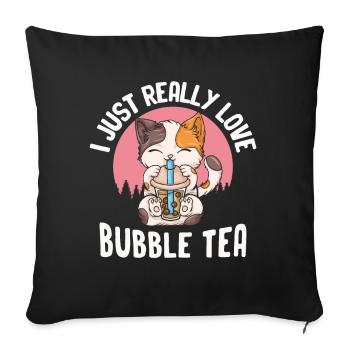 Bubble Tea Boba BubbleTea Kawaii Japan Tea Kpop - Sofa pillowcase 17,3'' x 17,3'' (45 x 45 cm) - black - Front