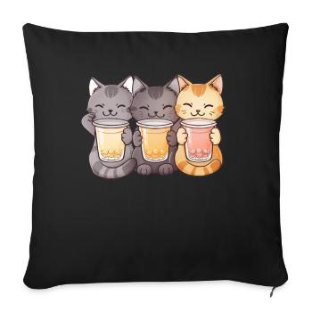 Bubble Tea Boba BubbleTea Kawaii Japan Tea Kpop - Sofakissenbezug 45 x 45 cm - Schwarz - Vorne