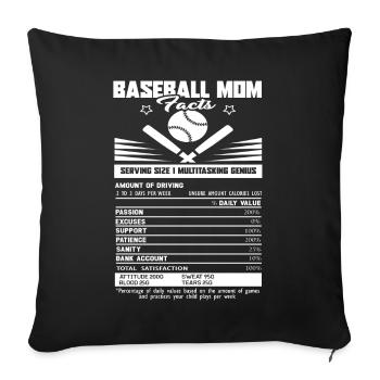 Baseball Mom Facts - Sofa pillowcase 17,3'' x 17,3'' (45 x 45 cm) - black - Front