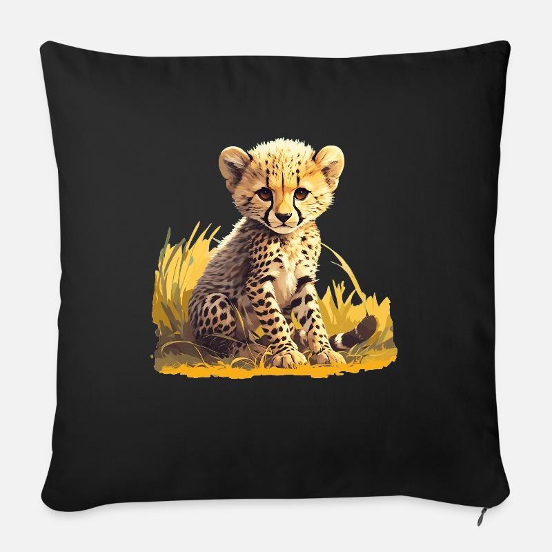 Cheetah Geparde Gepard - Sofakissenbezug 45 x 45 cm - Schwarz