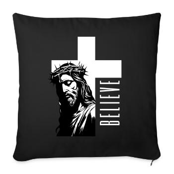Jesus - Believe: Strong faith design - Sofa pillowcase 17,3'' x 17,3'' (45 x 45 cm) - black - Front