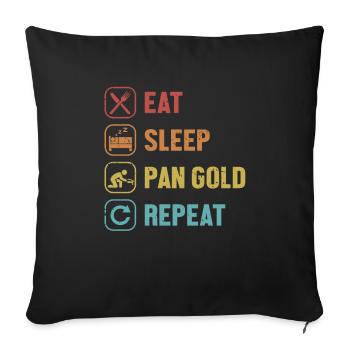 Manger Dormir Pan Or Répéter Prospection Mineur Or - Housse de coussin décorative 45 x 45 cm - noir - Devant