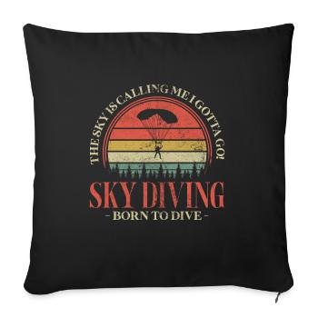 Skydive - Sofa pillowcase 17,3'' x 17,3'' (45 x 45 cm) - black - Front