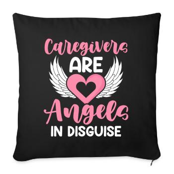 Les aidants sont des anges Drôle de maison de soins - Housse de coussin décorative 45 x 45 cm - noir - Devant