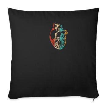 Heart Surgery Logo Emblem Pacemakers Open Heart - Sofa pillowcase 17,3'' x 17,3'' (45 x 45 cm) - black - Front