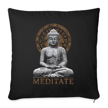 Méditer Bouddha spirituel - Housse de coussin décorative 45 x 45 cm - noir - Devant