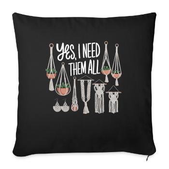 Citation amusante en macramé pour les amateurs de macramé boho - Housse de coussin décorative 45 x 45 cm - noir - Devant