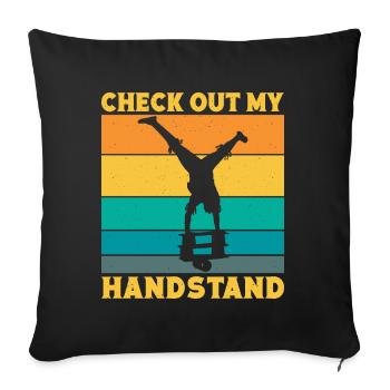 Découvrez mon idée de cadeaux d’artiste de cirque en équilibre sur les mains - Housse de coussin décorative 45 x 45 cm - noir - Devant